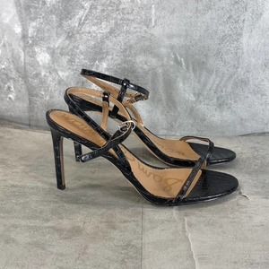 Sam Edelman Women's Black Leather Dara Croc Embossed Stiletto Sandals SZ 11